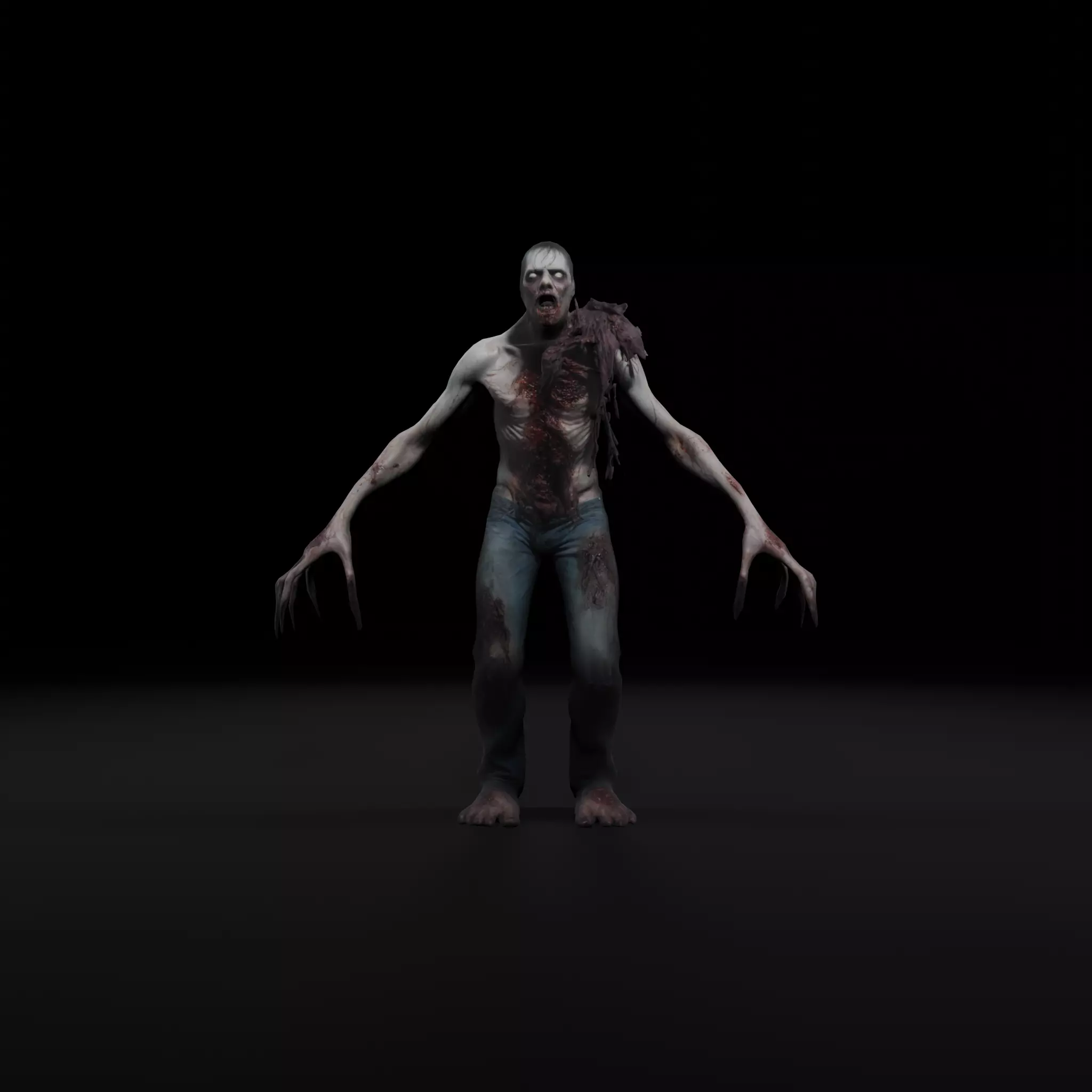 Terrifying Zombie - Game Ready Rigged Animated Low-poly 3D model_0