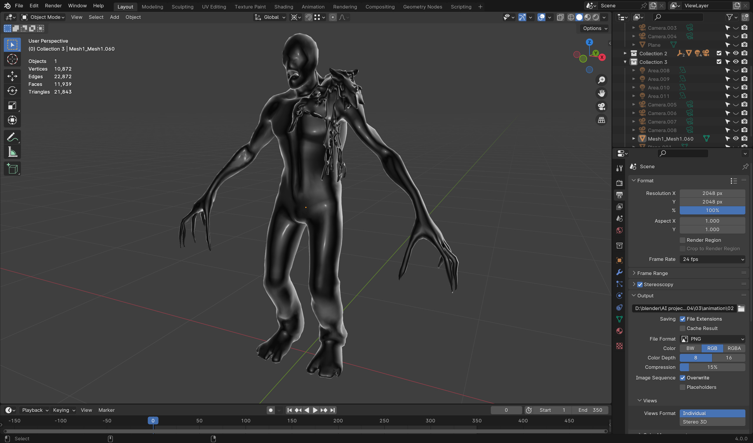 Terrifying Zombie - Game Ready Rigged Animated Low-poly 3D model_9
