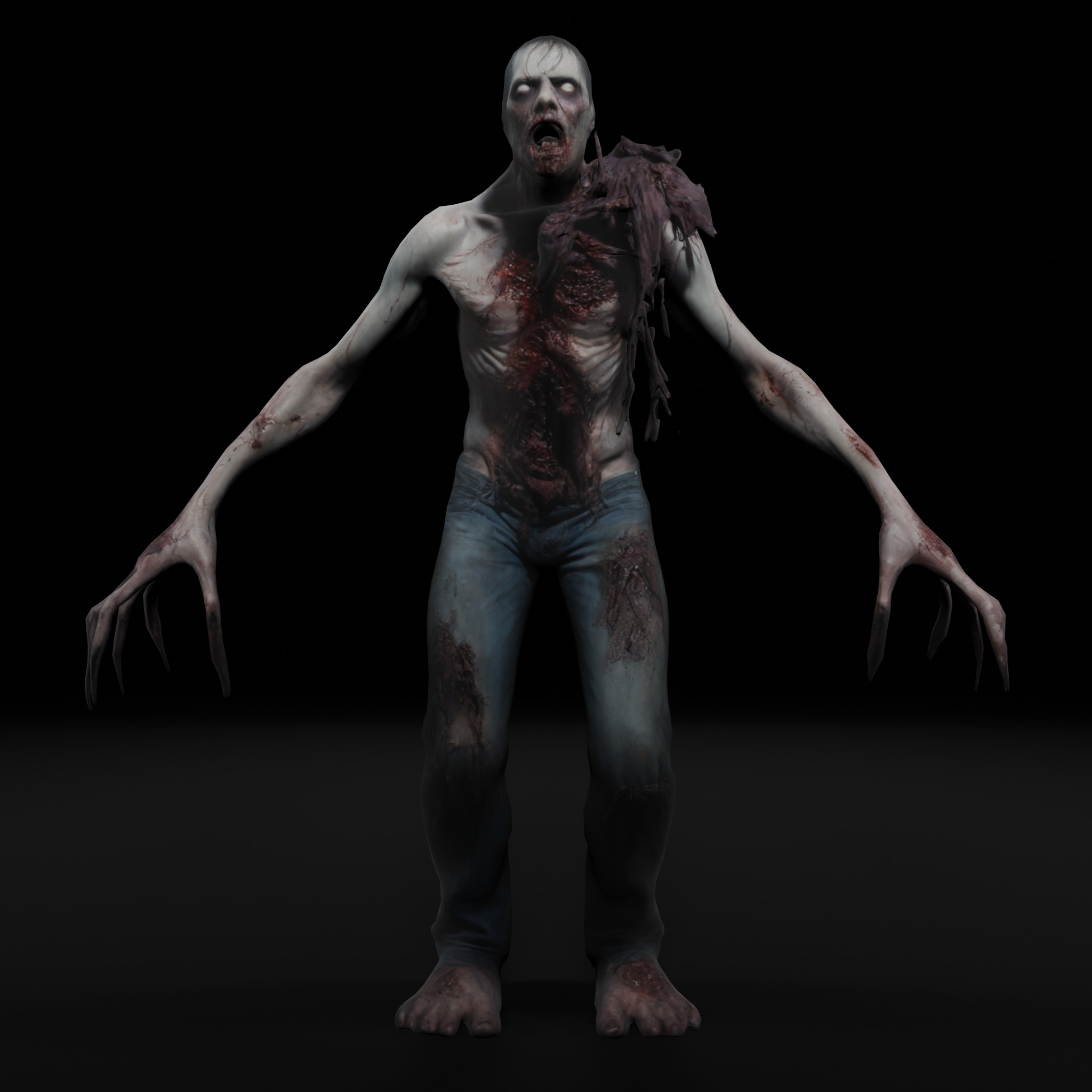 Terrifying Zombie - Game Ready Rigged Animated Low-poly 3D model_3