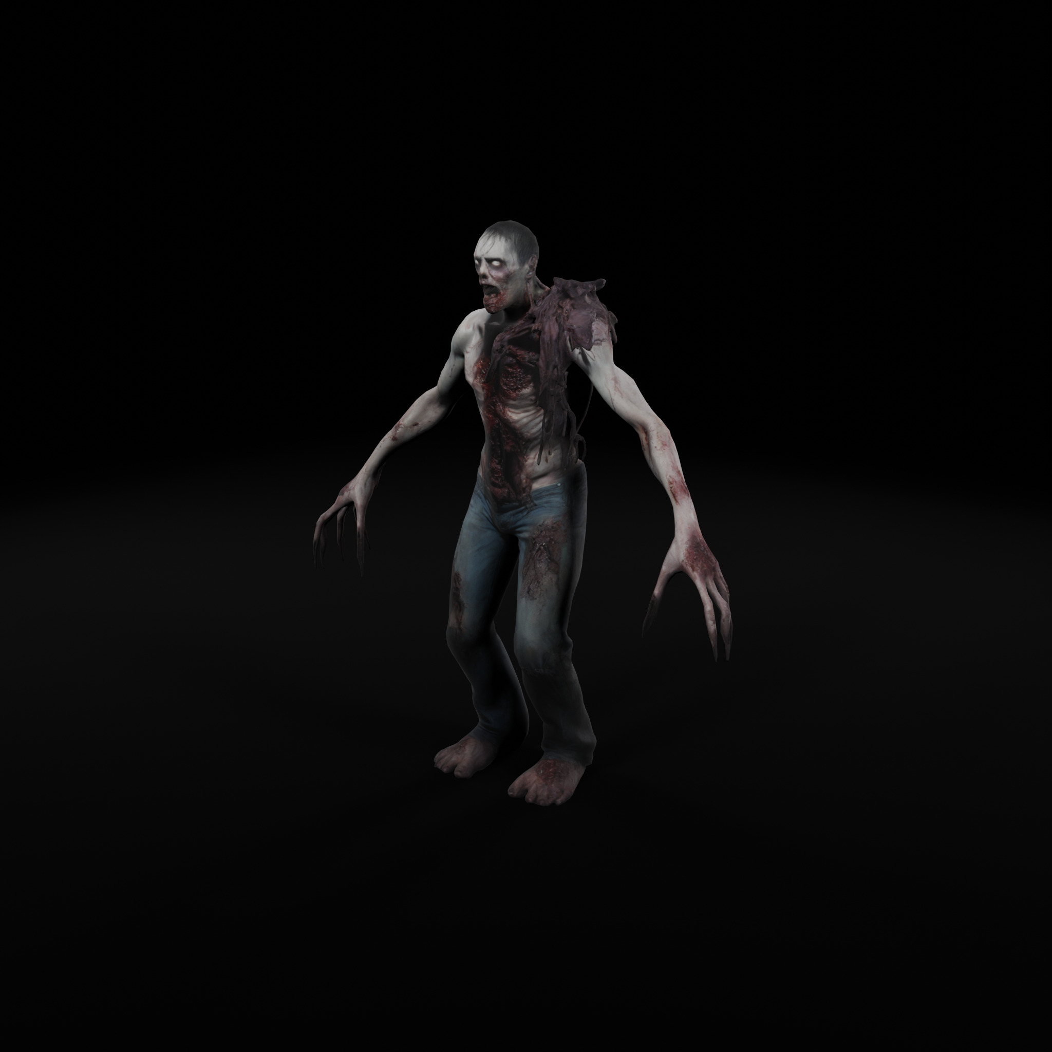 Terrifying Zombie - Game Ready Rigged Animated Low-poly 3D model_1