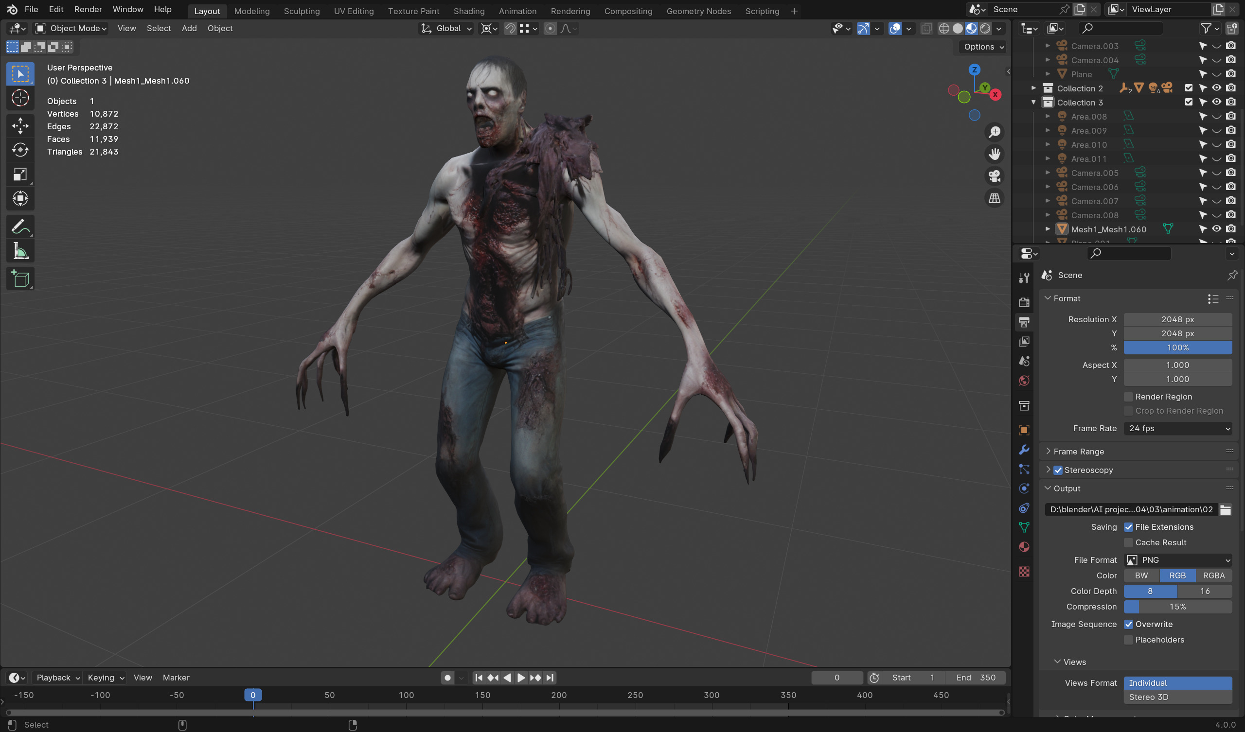 Terrifying Zombie - Game Ready Rigged Animated Low-poly 3D model_4