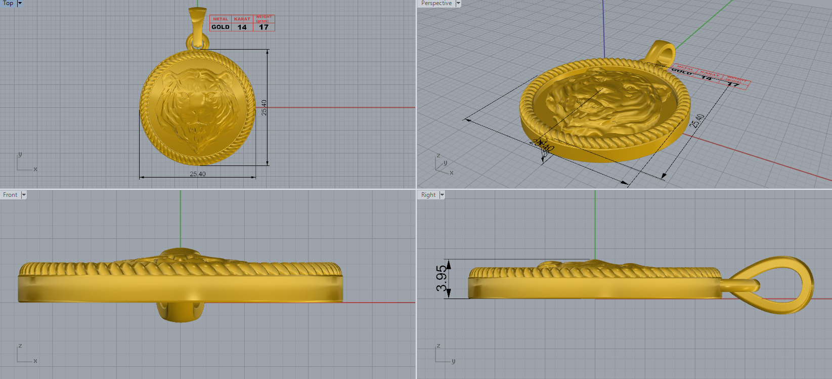 Tiger Pendant 3D print model_2