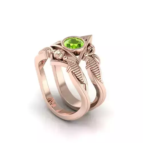 harry potter golden snitch ring with wedding Band 3D print model