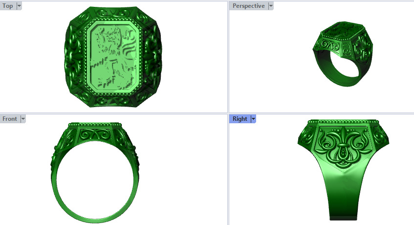 Coat Of Arms Ring Family Crest Ring 3D print model_17