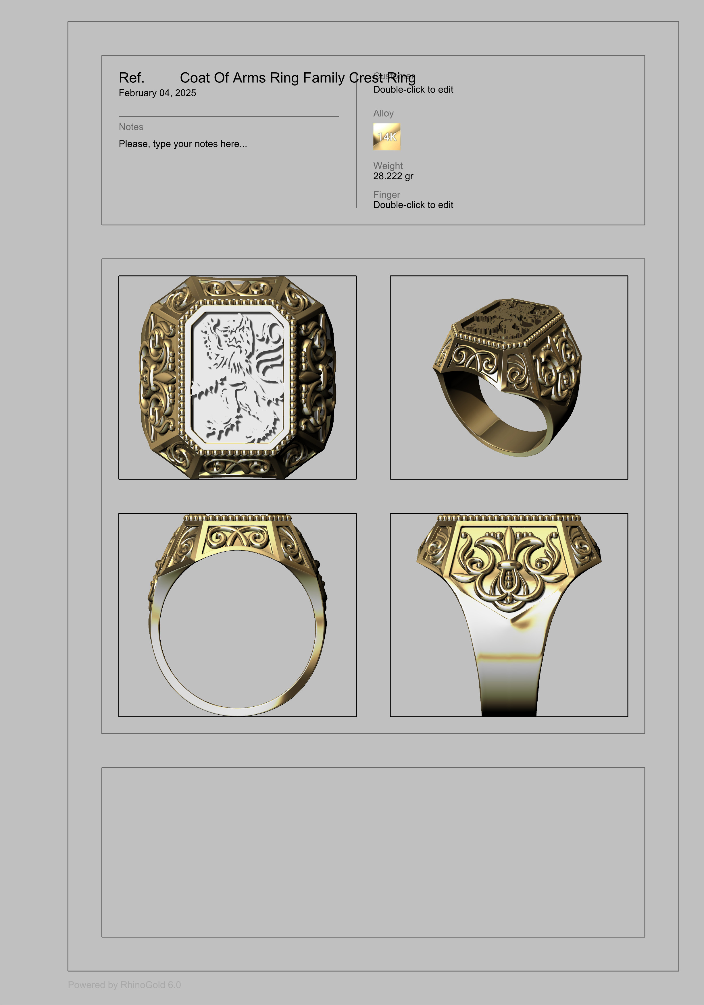 Coat Of Arms Ring Family Crest Ring 3D print model_12
