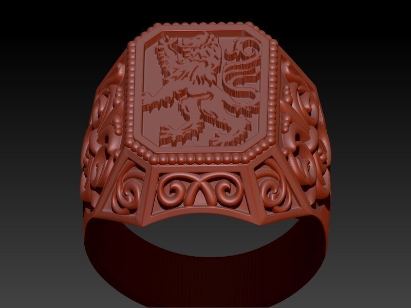 Coat Of Arms Ring Family Crest Ring 3D print model_1