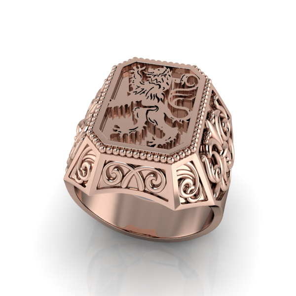 Coat Of Arms Ring Family Crest Ring 3D print model_2