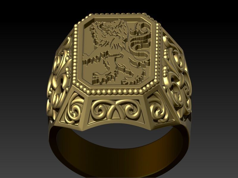 Coat Of Arms Ring Family Crest Ring 3D print model_15