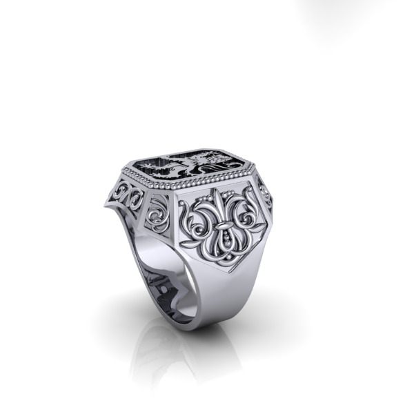 Coat Of Arms Ring Family Crest Ring 3D print model_8