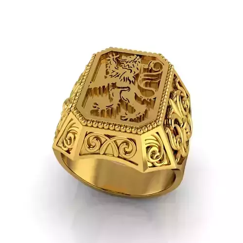 Coat Of Arms Ring Family Crest Ring 3D print model