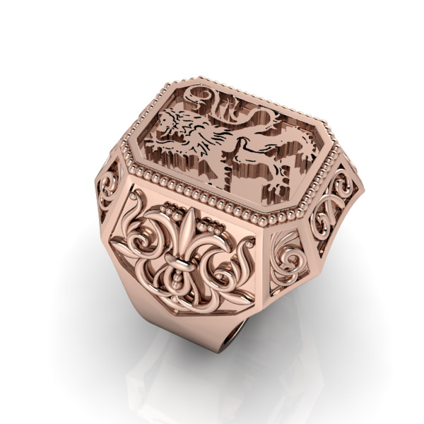 Coat Of Arms Ring Family Crest Ring 3D print model_3