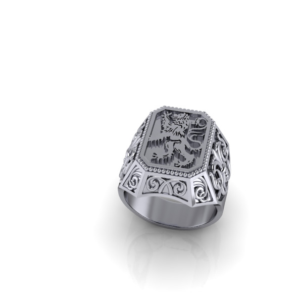 Coat Of Arms Ring Family Crest Ring 3D print model_16