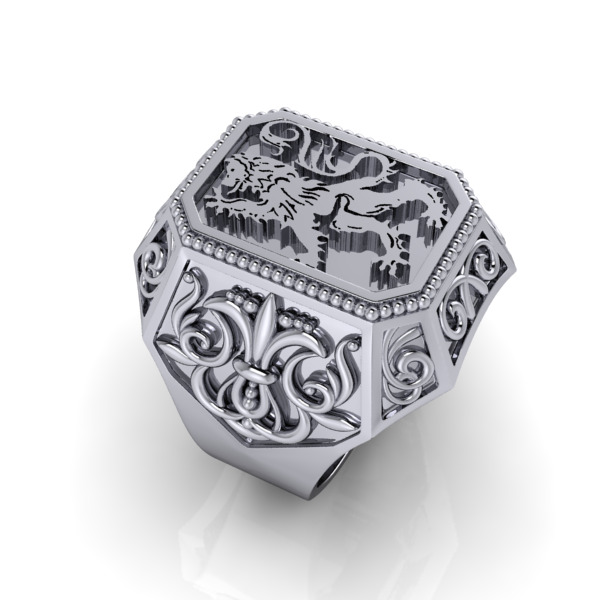 Coat Of Arms Ring Family Crest Ring 3D print model_5