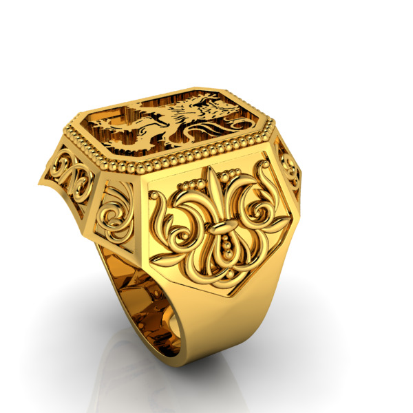 Coat Of Arms Ring Family Crest Ring 3D print model_10