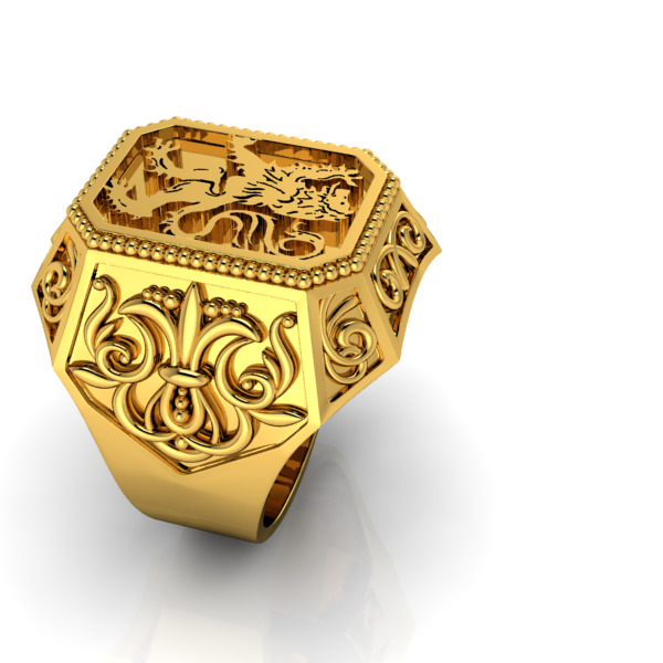 Coat Of Arms Ring Family Crest Ring 3D print model_11