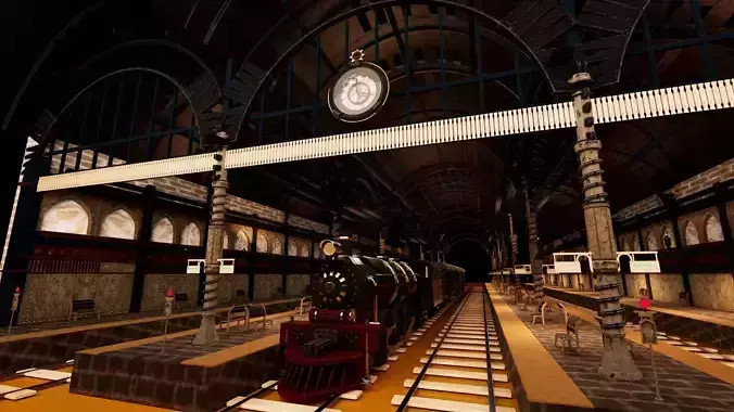 Railway Station with Vintage train