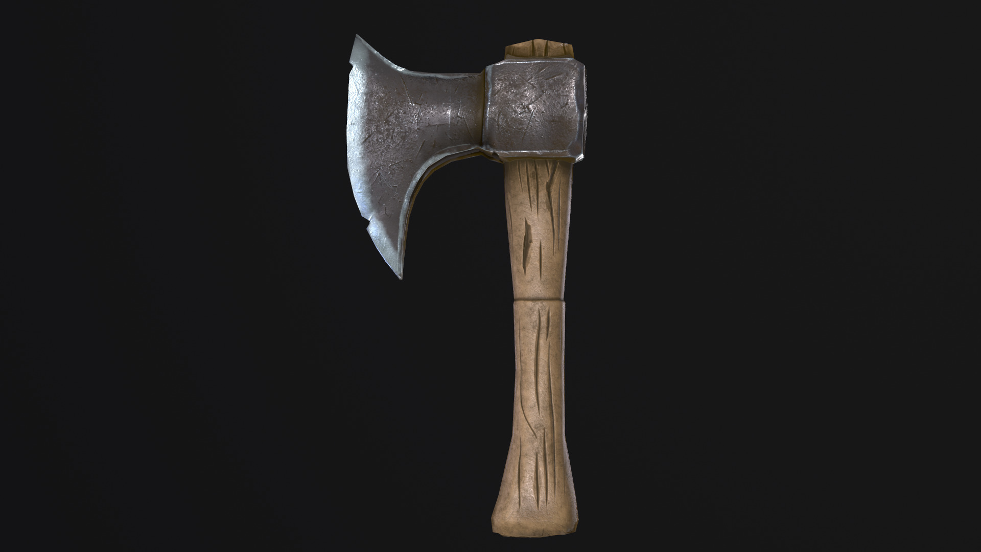 Single-bladed axe Low-poly 3D model_1