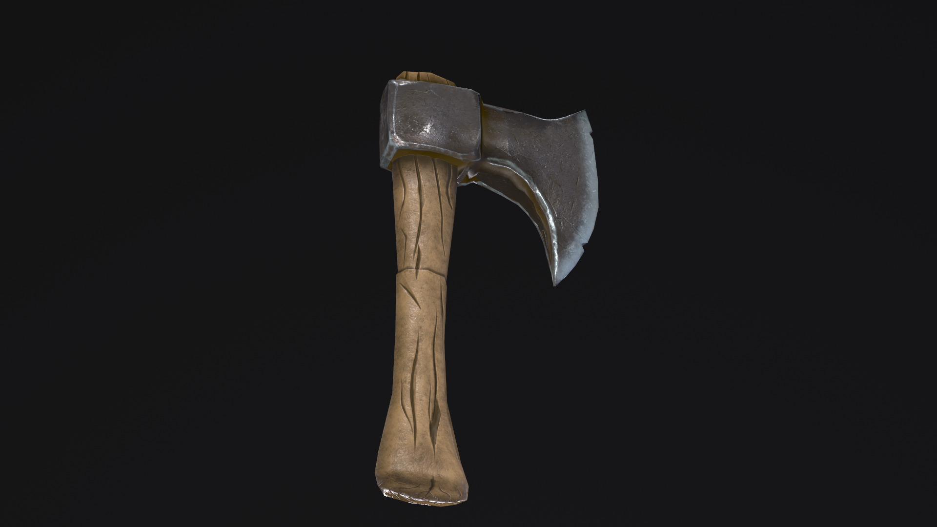Single-bladed axe Low-poly 3D model_4