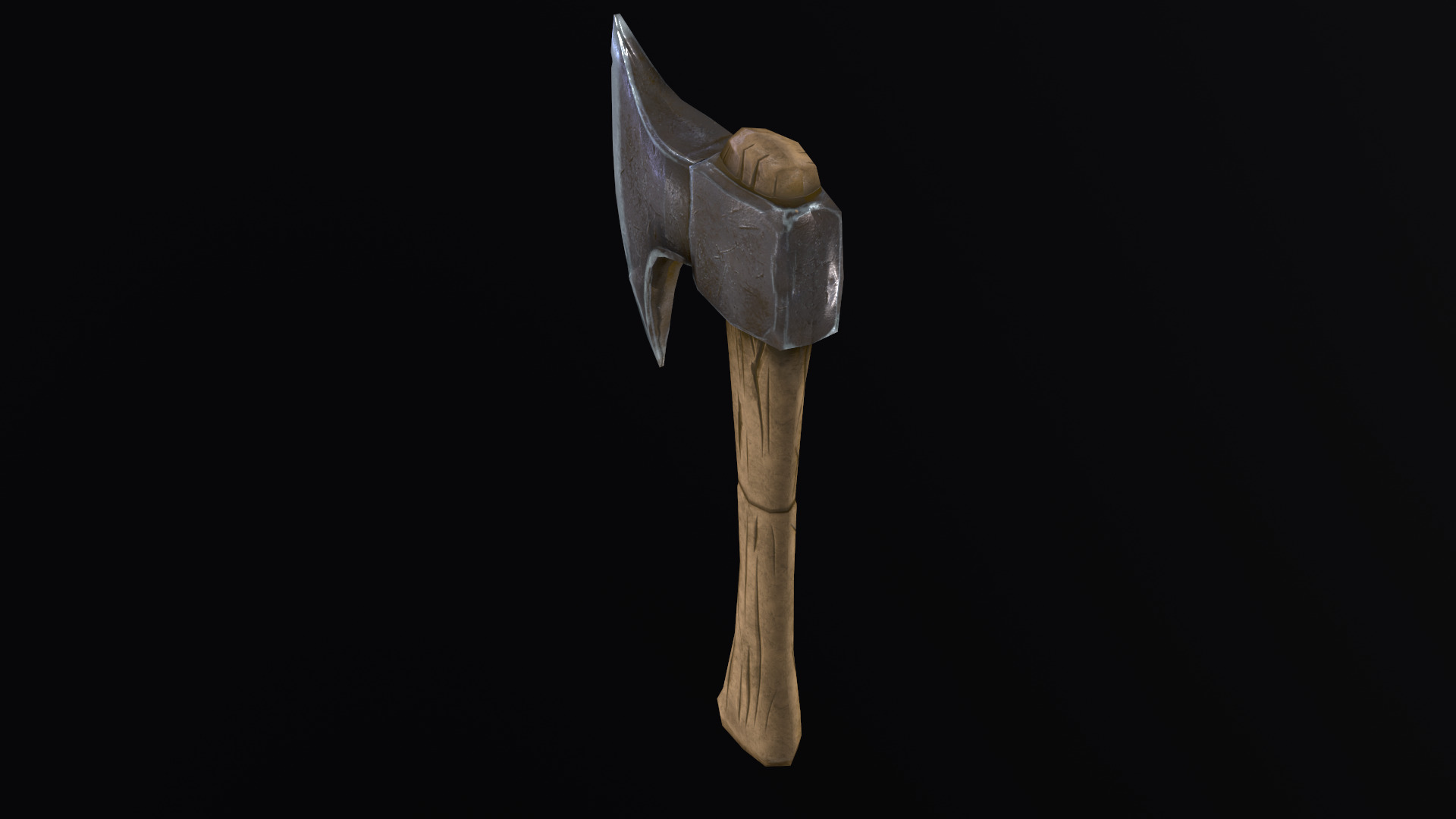 Single-bladed axe Low-poly 3D model_8