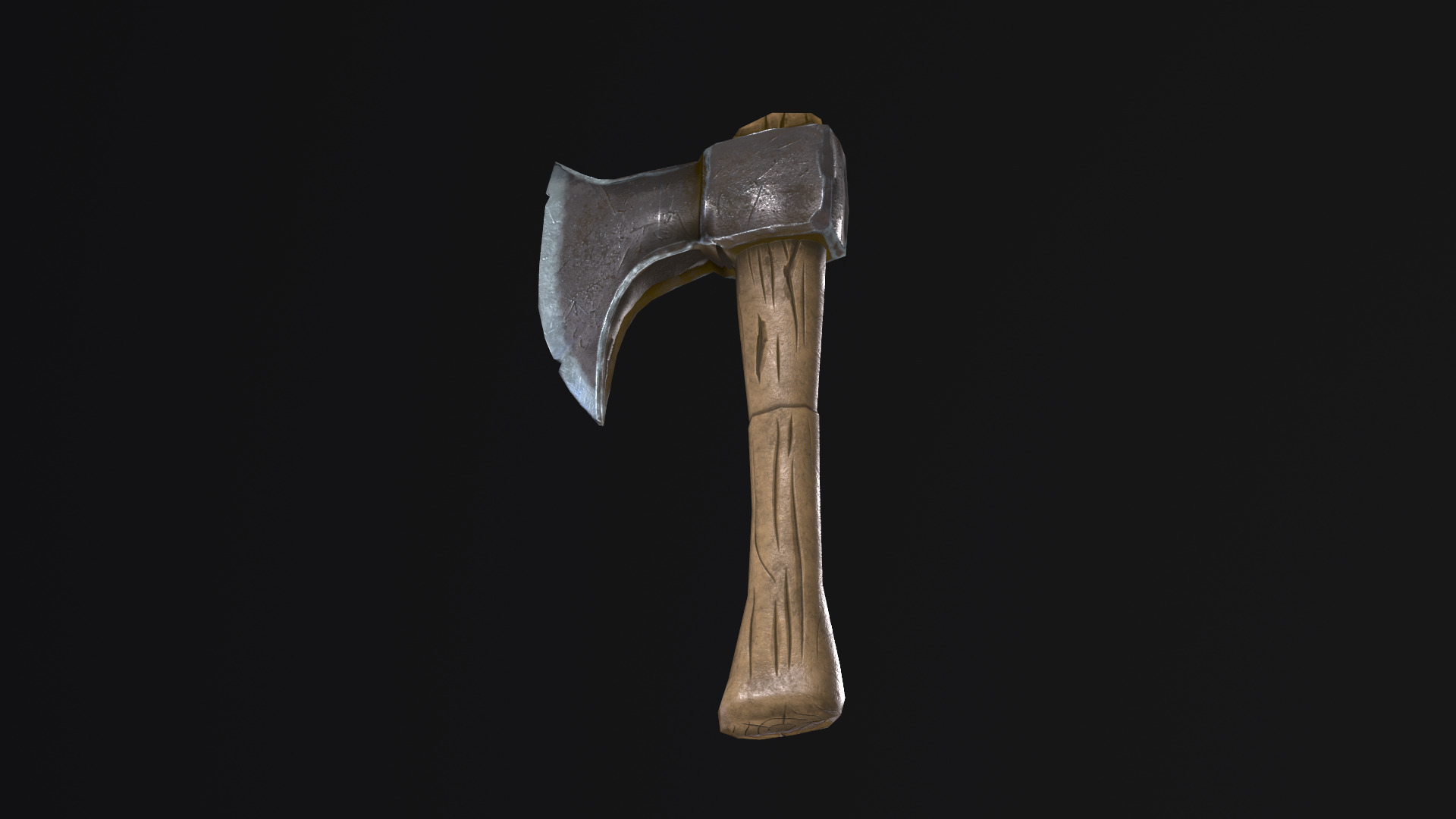 Single-bladed axe Low-poly 3D model_3