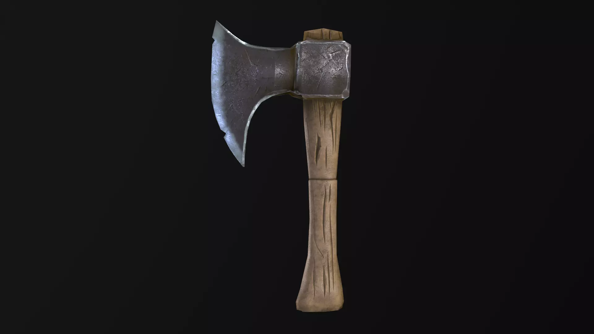 Single-bladed axe Low-poly 3D model_0