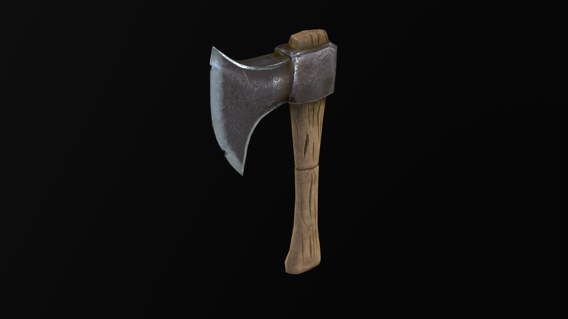 Single-bladed axe Low-poly 3D model_2