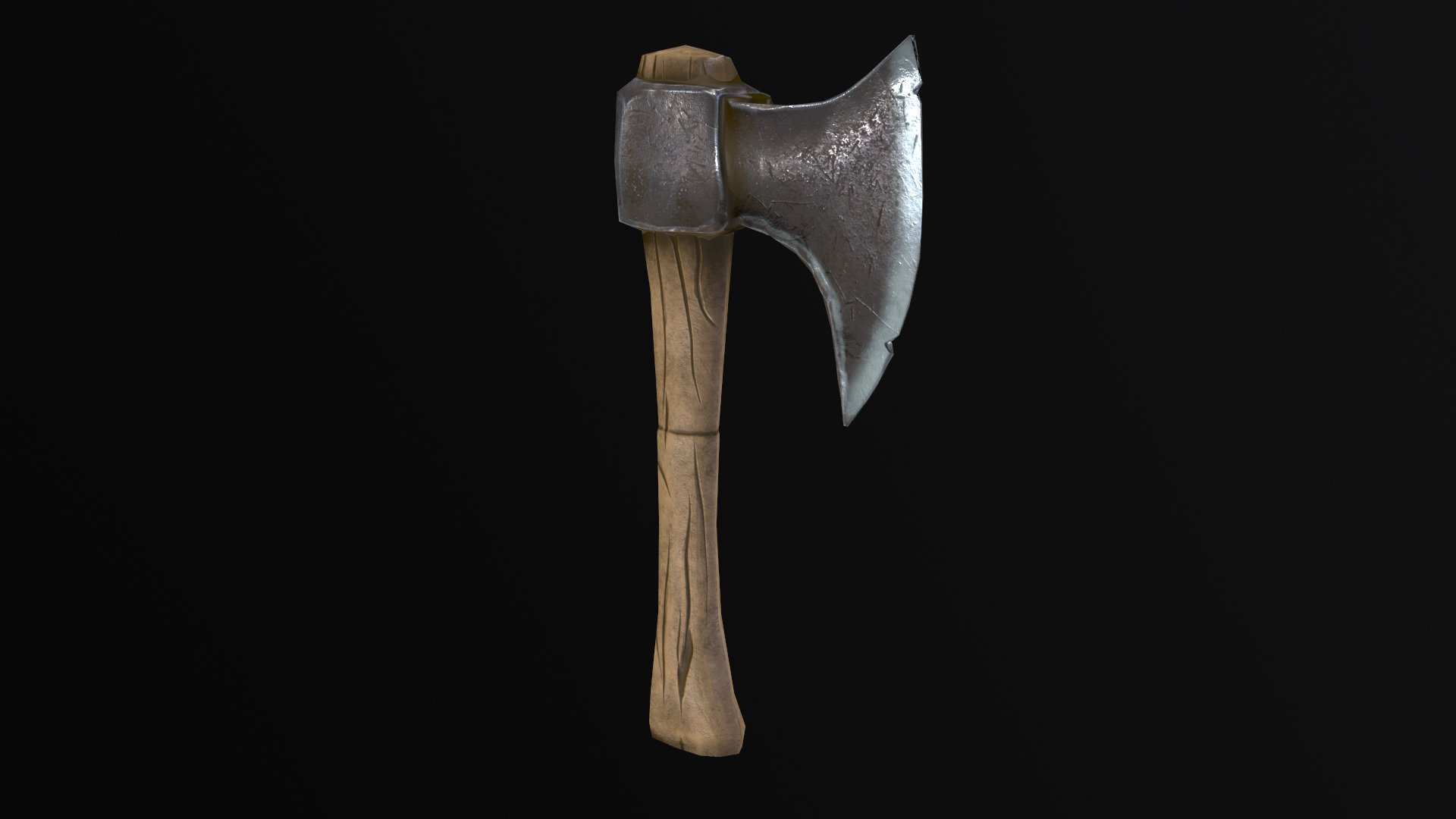 Single-bladed axe Low-poly 3D model_5