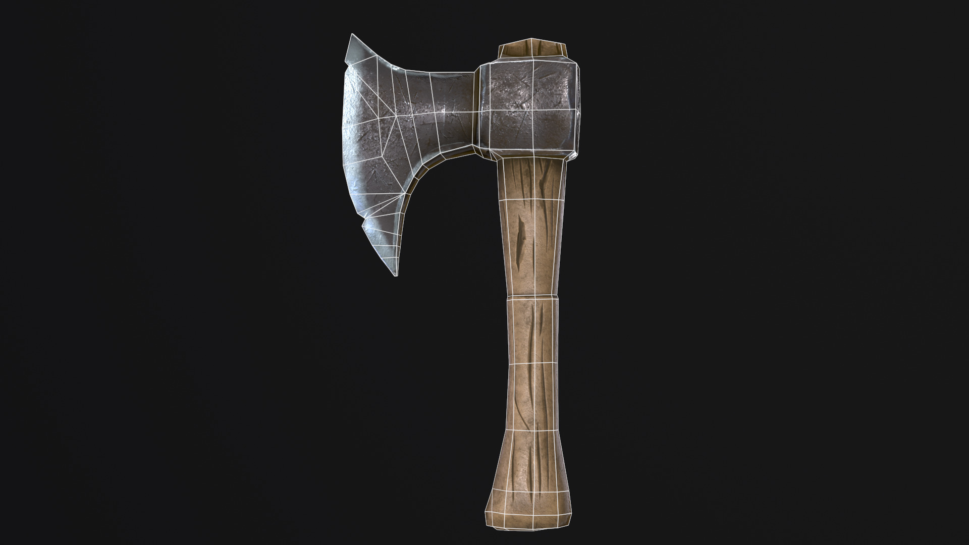 Single-bladed axe Low-poly 3D model_9