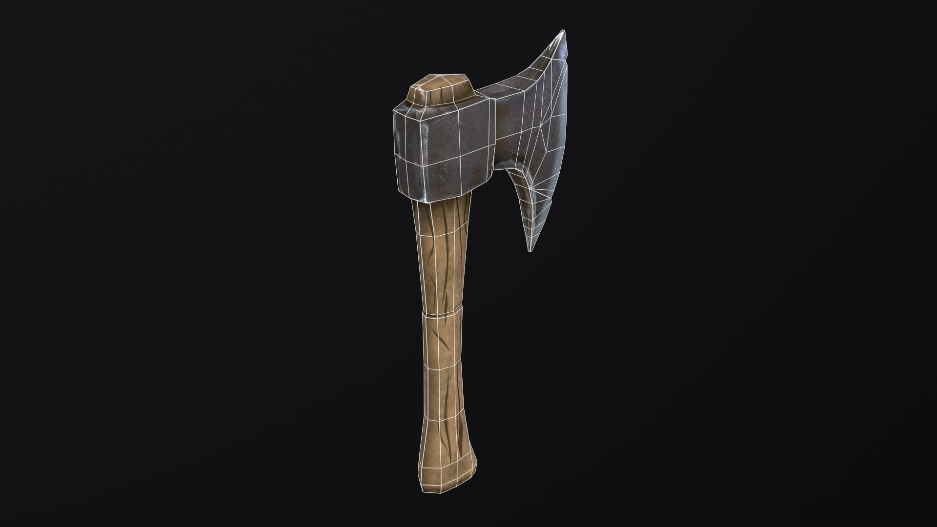 Single-bladed axe Low-poly 3D model_10