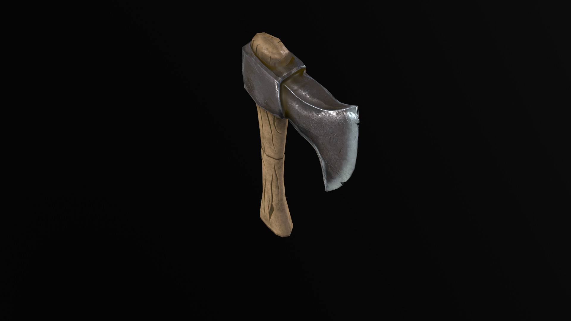 Single-bladed axe Low-poly 3D model_6