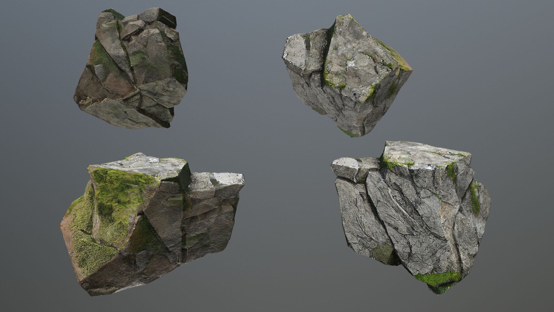 mossy rocks Low-poly 3D model_8