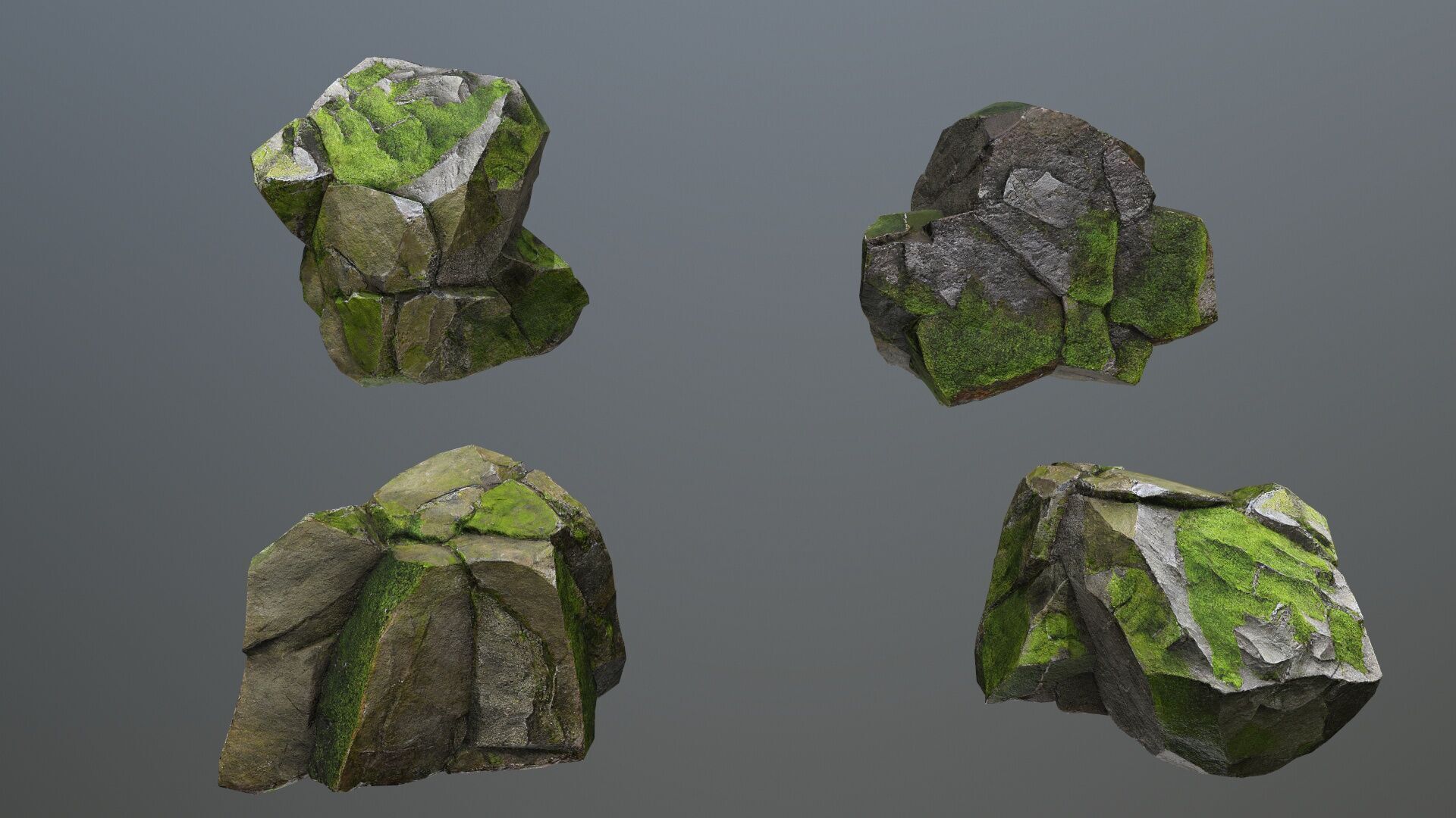 mossy rocks Low-poly 3D model_6
