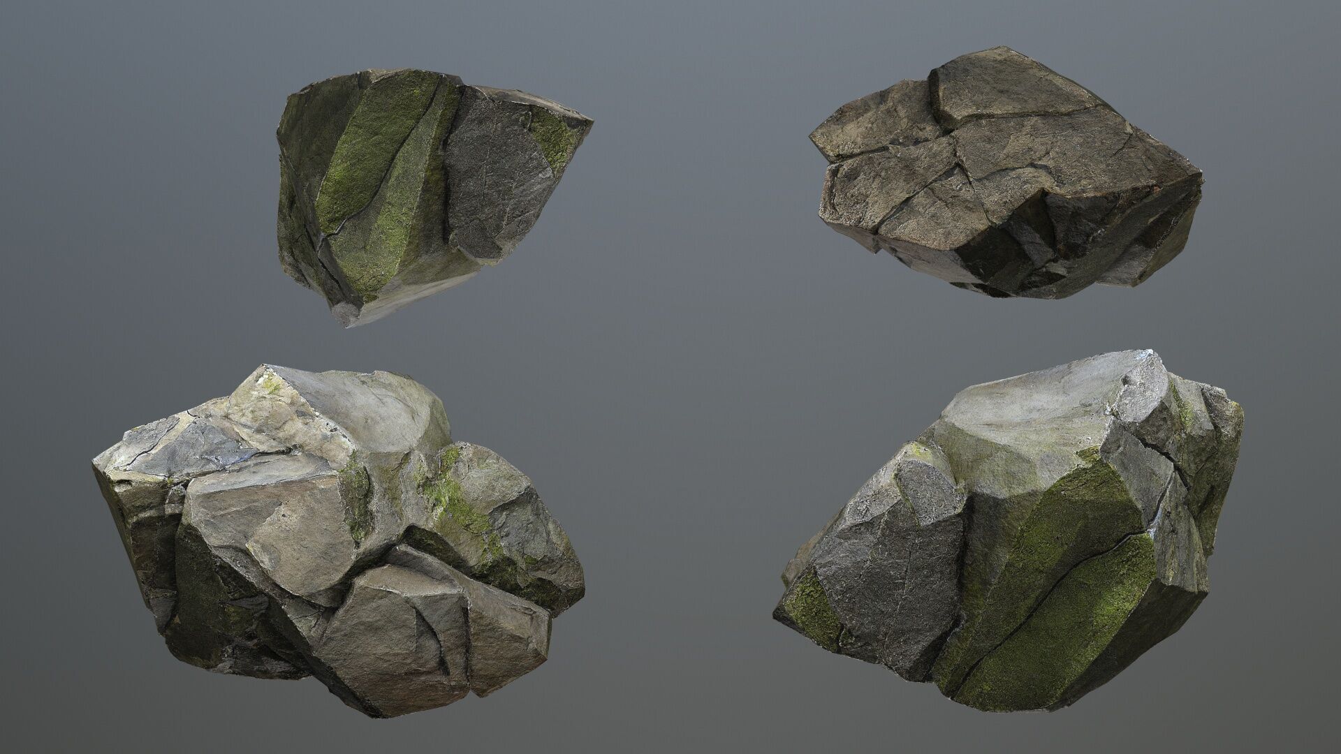 mossy rocks Low-poly 3D model_2