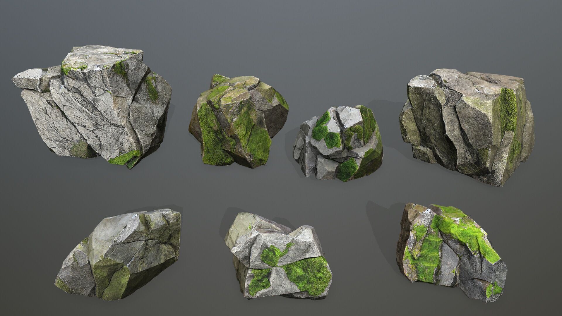 mossy rocks Low-poly 3D model_1
