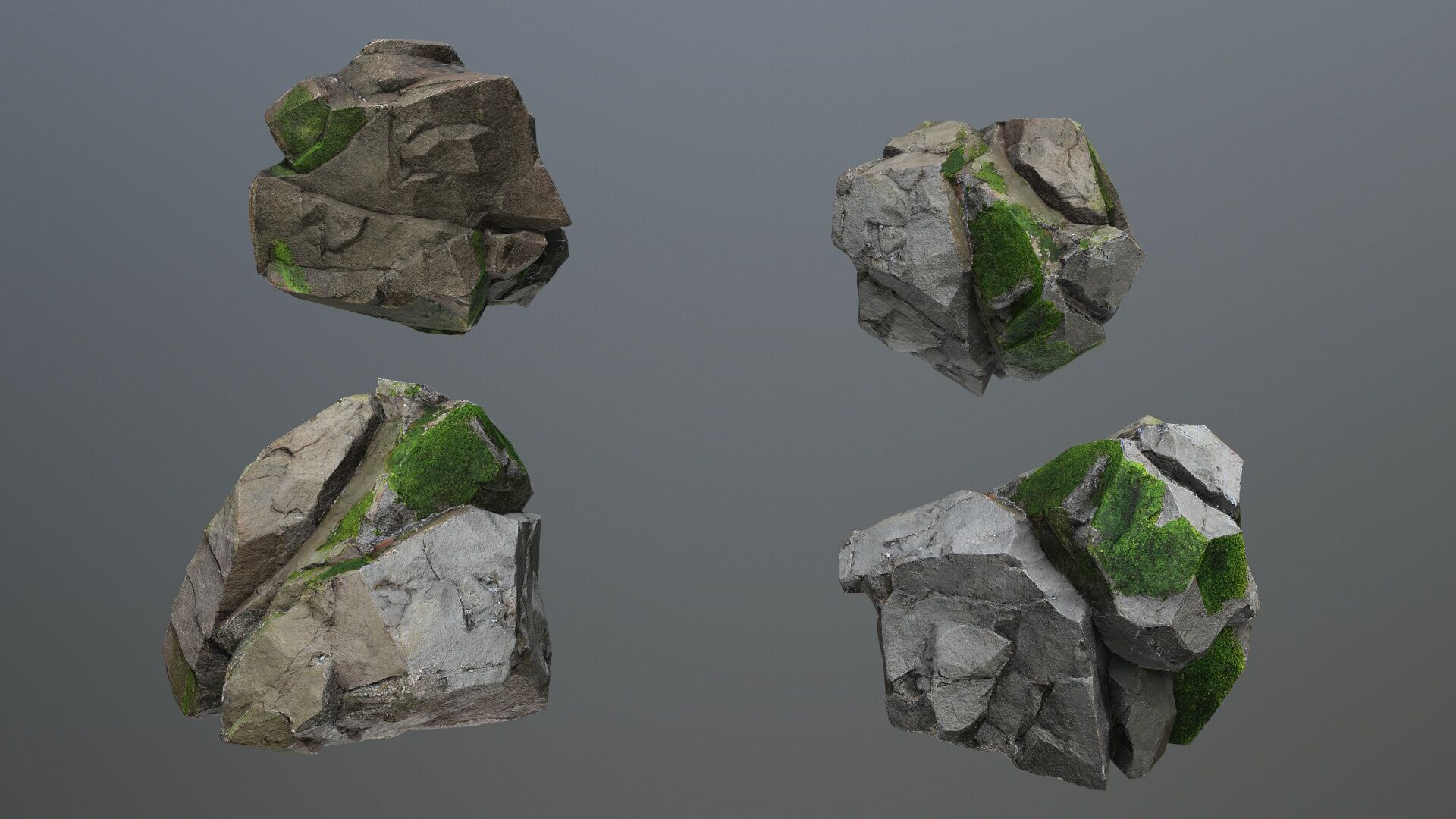 mossy rocks Low-poly 3D model_5