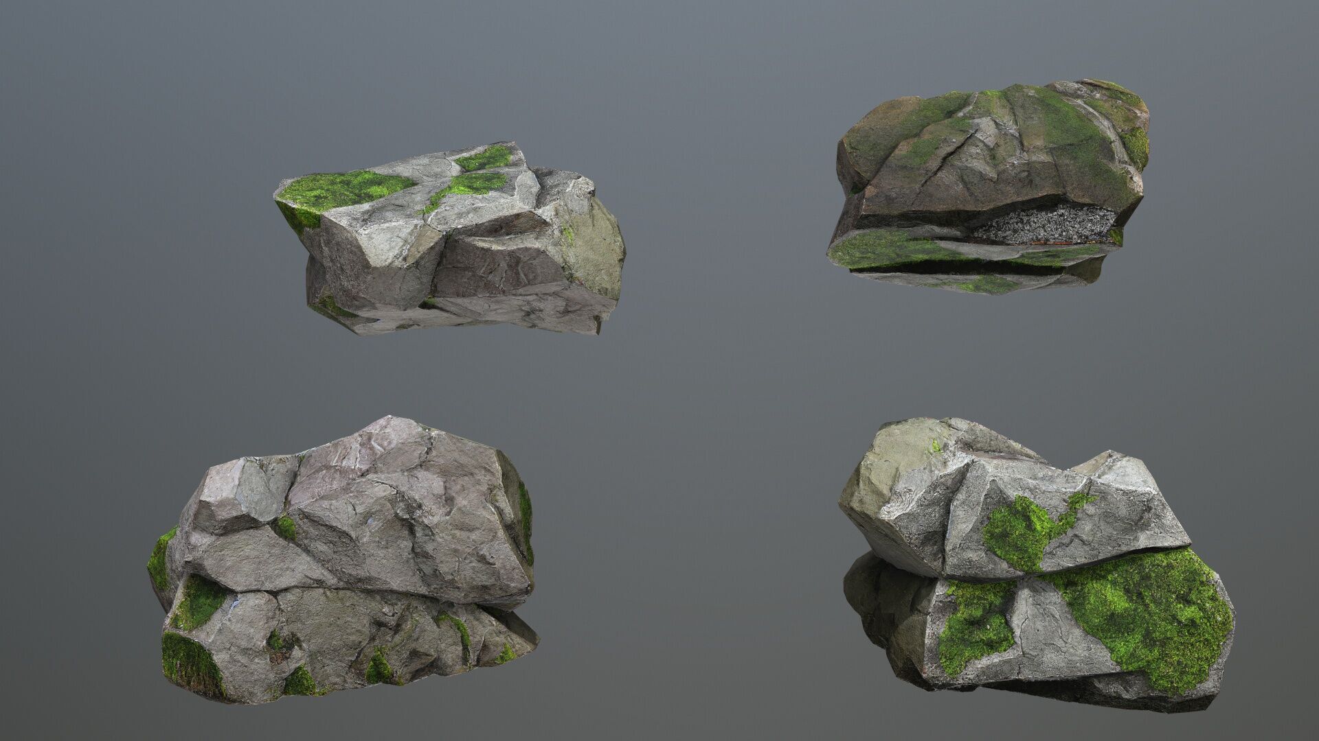 mossy rocks Low-poly 3D model_4