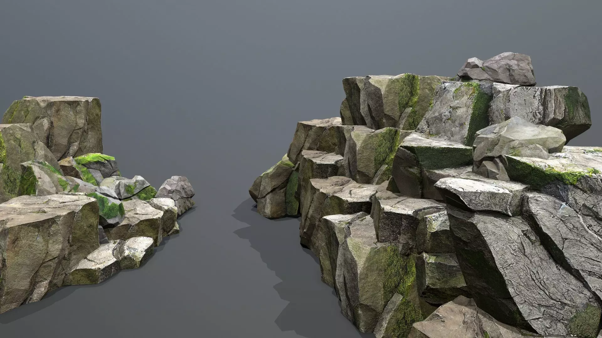 mossy rocks Low-poly 3D model_0