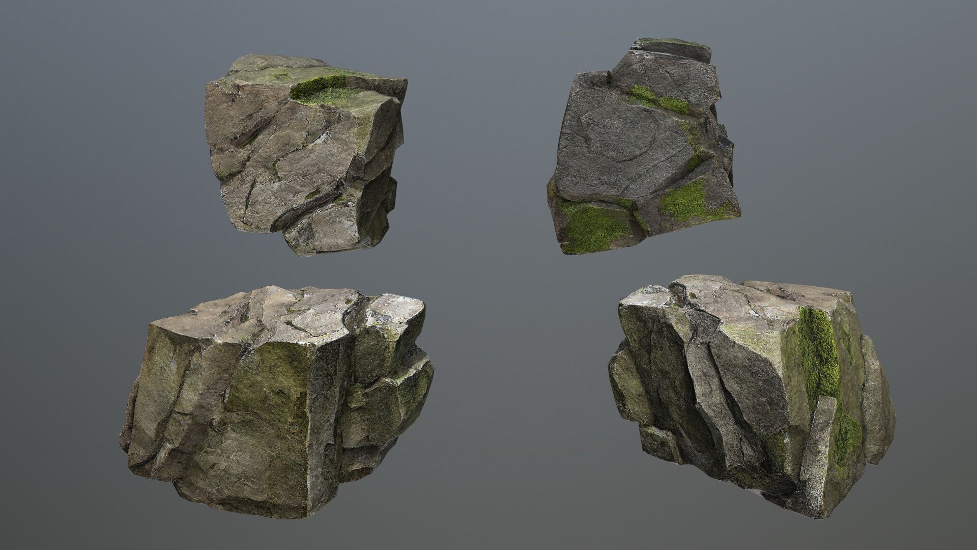 mossy rocks Low-poly 3D model_7