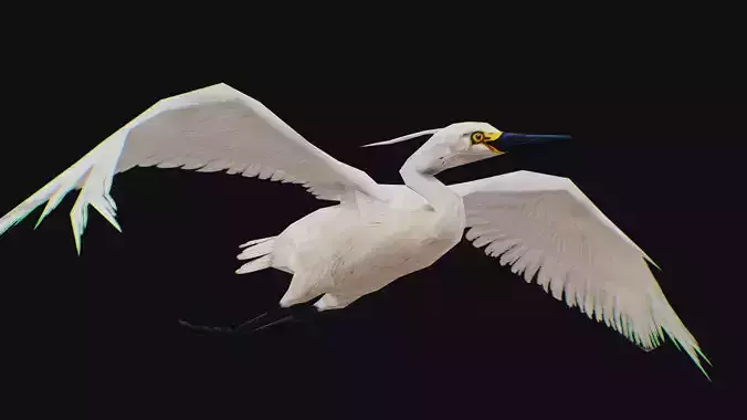 Stork Flying Bird Realistic Heron Animated Animal Lowpoly