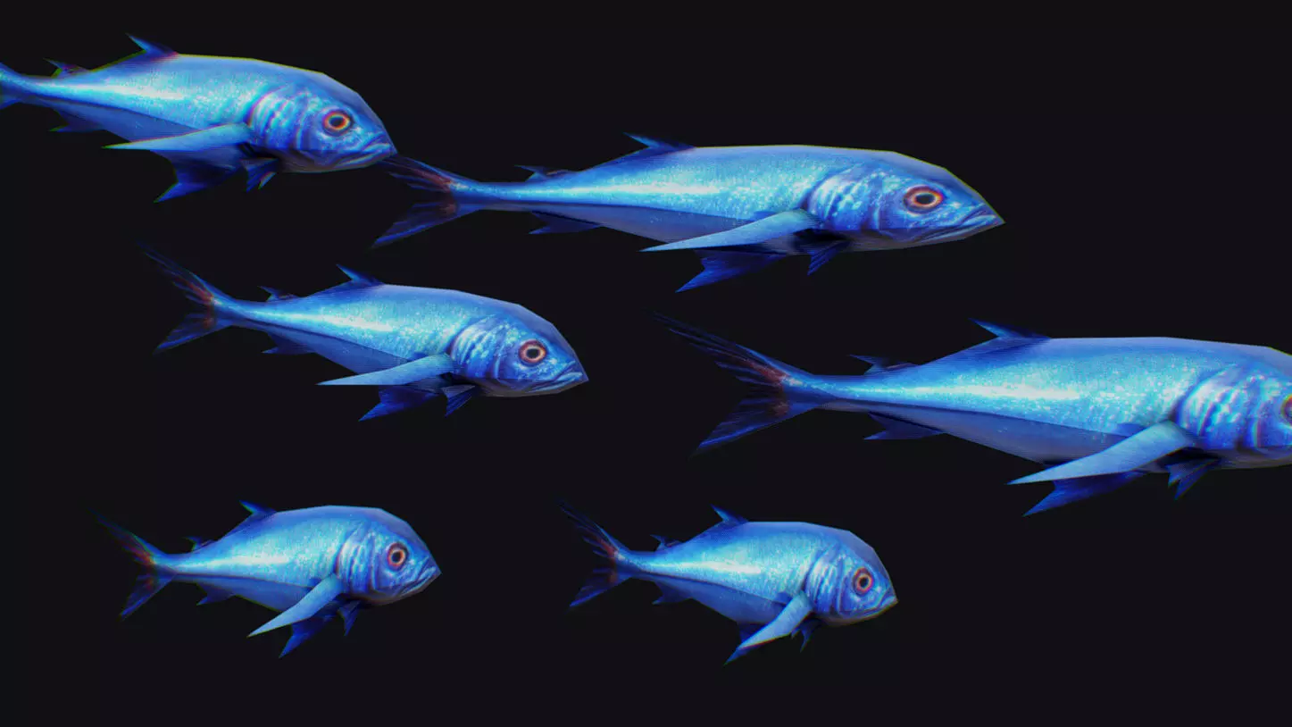 Rainbow Runner Animated Fish Flock Tuna Sea Animal Lowpoly Swarm Low-poly 3D model_0