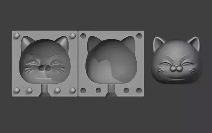 Cute Cat head and molds  3D print model