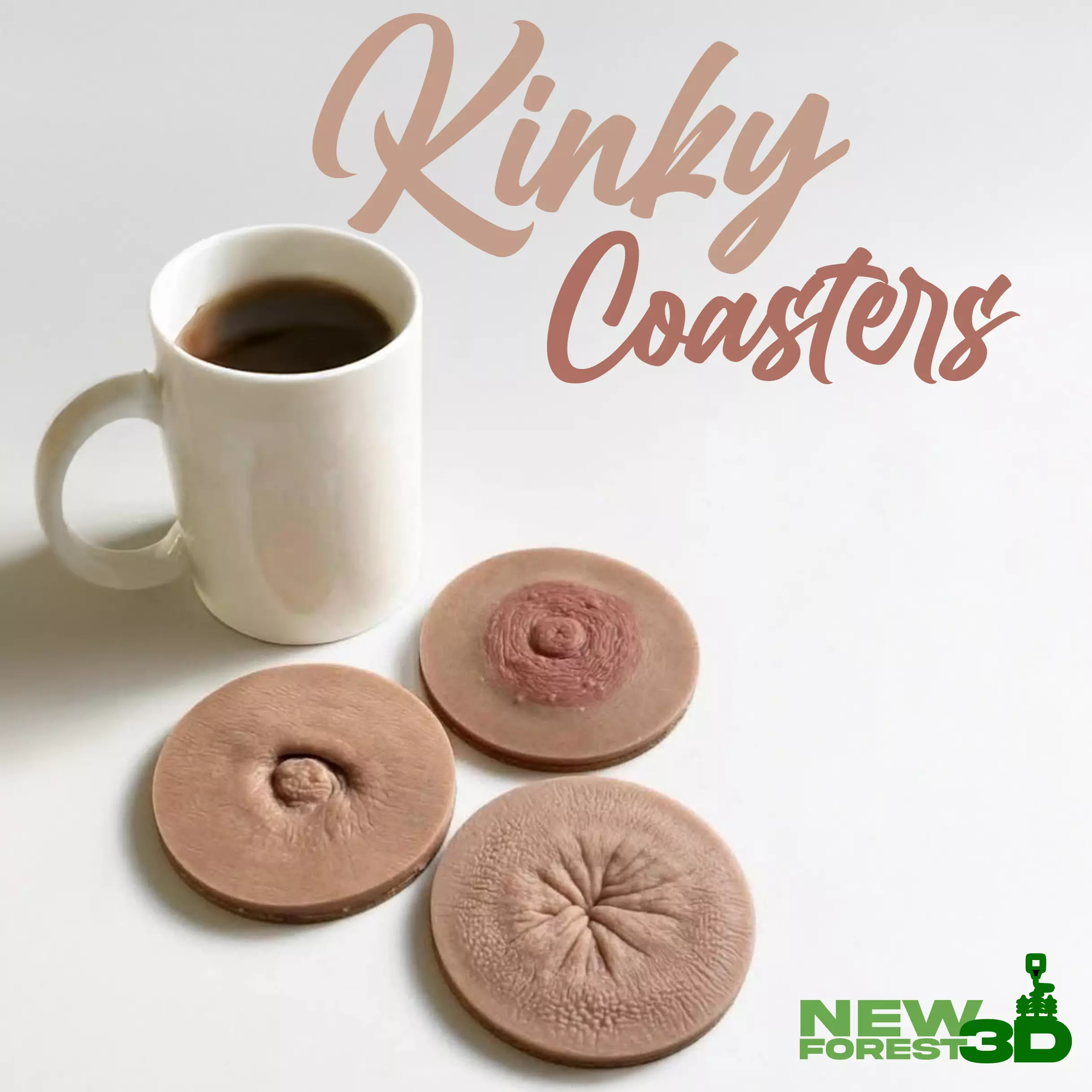 Kinky Coasters - Adult Cup Coasters - Ass - Nipple 3D print model