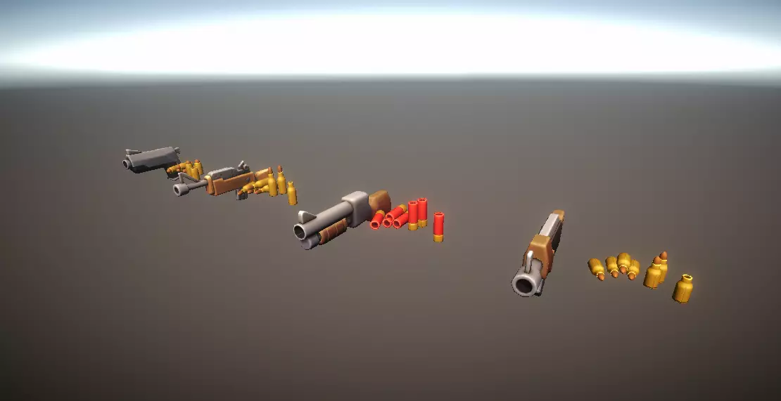 Stylized Low Poly Guns and Ammo - PBR Game Ready Weapons Free low-poly 3D model