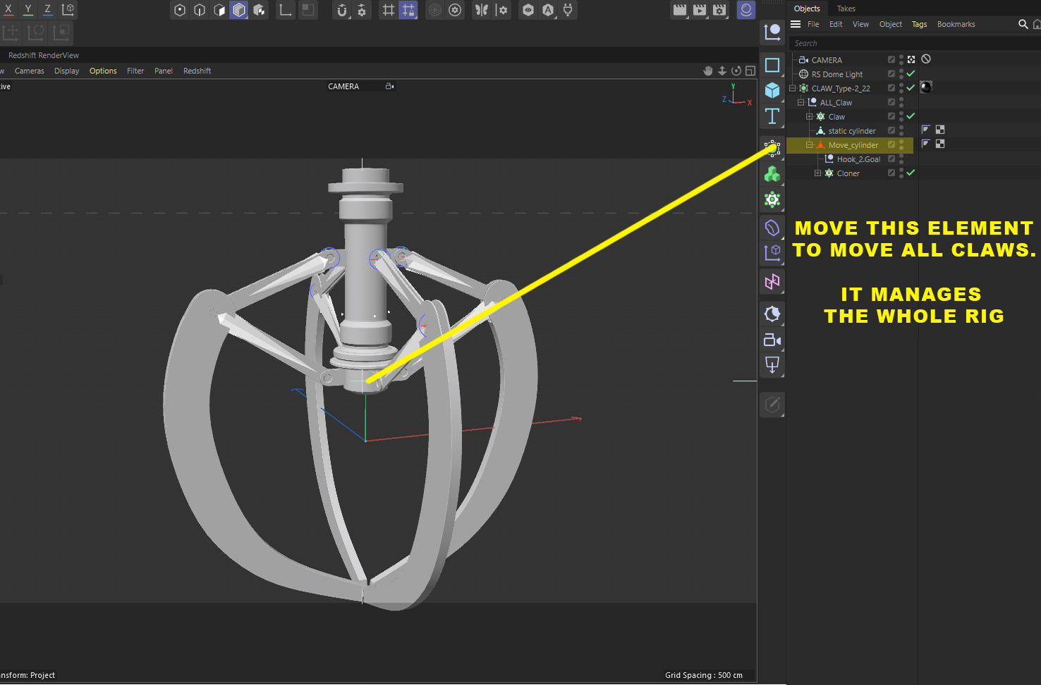 Metal Claw 22 with RIG 3D model_3
