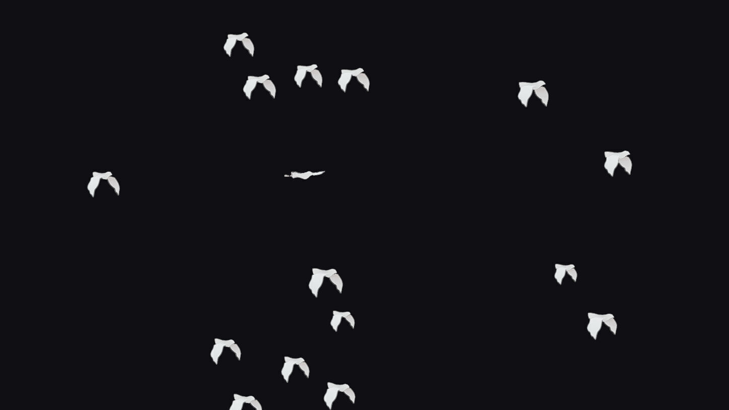 Flock White Bird Animated Swarm Dove Shoal Birds Seagull Low-poly 3D model_12