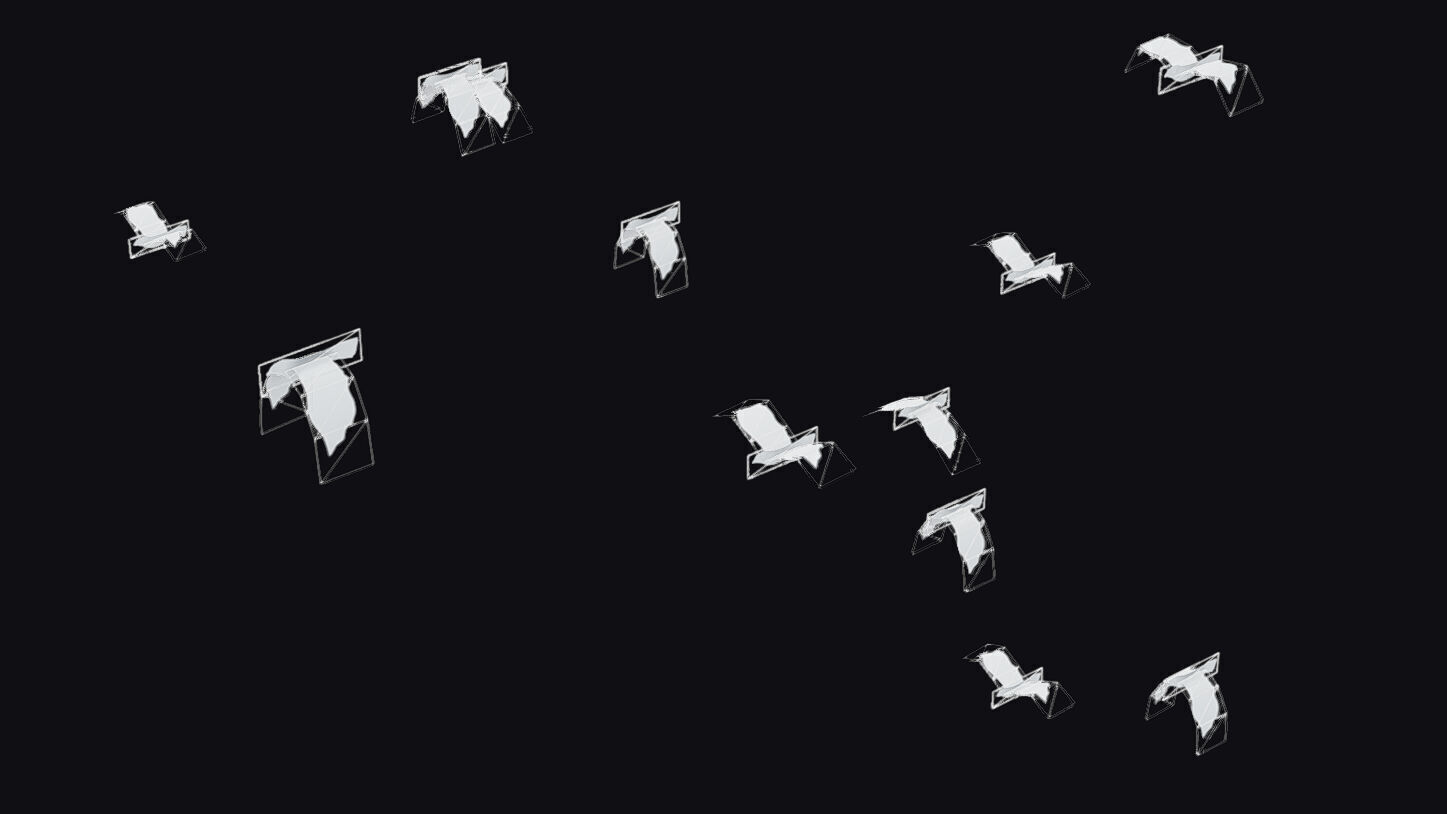 Flock White Bird Animated Swarm Dove Shoal Birds Seagull Low-poly 3D model_18