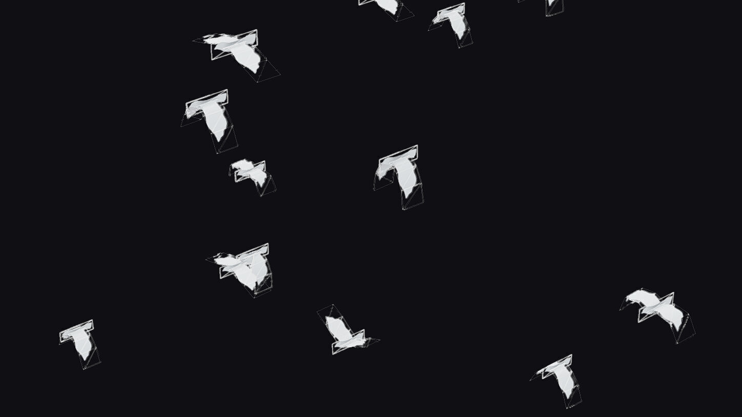Flock White Bird Animated Swarm Dove Shoal Birds Seagull Low-poly 3D model_17