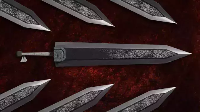 Dragon Slayer Berserk Sword LowP FanArt Free low-poly 3D model