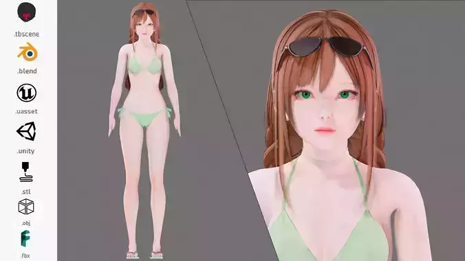 Bikini 0016 - UE5 - Unity - Blender - Animated