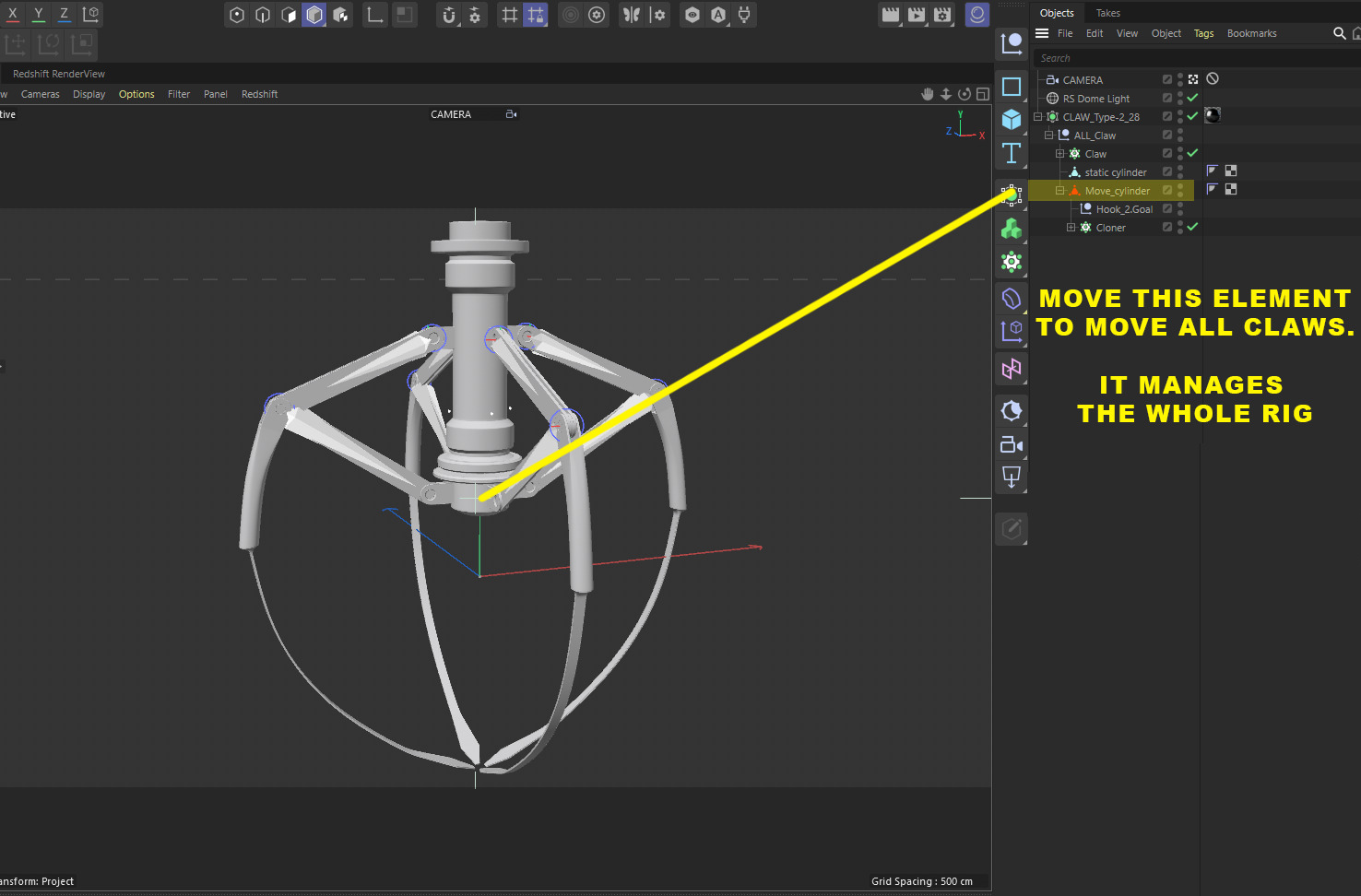 Metal Claw 28 with RIG 3D model_3